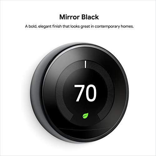 Google Nest Learning Thermostat - Smart & Programmable for Home - 3rd Generation - Works with Alexa - Mirror Black