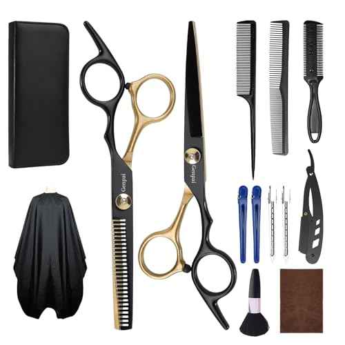 14-Piece Professional Hair Cutting Scissors Kit ? Stainless Steel Hair Shears, Barber Scissors, Thinning Shears & Razor ? Hair Cutting Kit for Men/Women/Kids ? Barber Supplies & Accessories