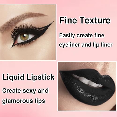 Black Matte Lipstick Lip Liner Gloss Set - Waterproof & Long-Lasting