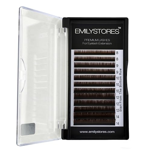 Brown Eyelash Extensions 0.10mm D Curl 8-14mm Mix