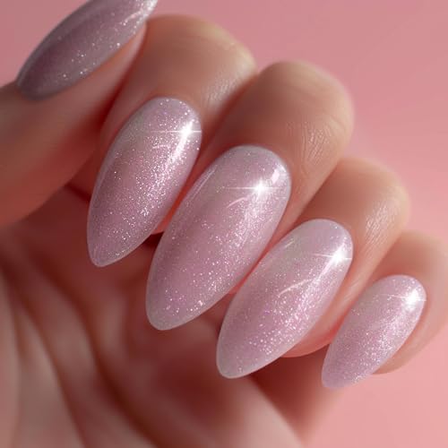 AHAMIOU Nail Polish Holographic Pink Shimmer Gel Nails Glitter Set Sparkly Shiny Reflective Nail Polish Kit Neutral Sheer Nude Gel Polish Diamond Gel for Home Salon DIY,6PCS