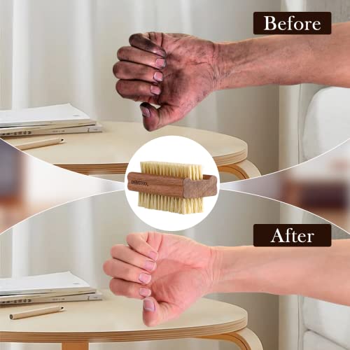 Natural Acacia Wood Nail Brush 2 Pack - Double-Sided Scrub for Hands & Nails