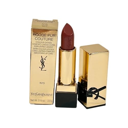 YVES SAINT LAURENT Rouge Pur Couture Satin Lipstick # N15 NUDE SELF YSL Lipstick Women 0.13 oz / 3.8 g | N15, Nude Self, 0.13 oz, 3.8 g, Women