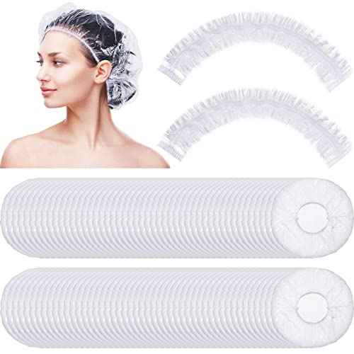 Retisee 1000 Pcs Disposable Shower Caps Bulk 18.2 Plastic Clear Hair Caps Elastic Large Thick Waterproof Bath Covers for Women Hair Care Cleaning Supplies Spa Hotel Salon Home Travel Accessories