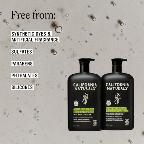 California Naturals Re:GRO Anti-Thinning Shampoo & Conditioner Set for Men, Biotin & Caffeine, Sulfate-Free, 20 oz