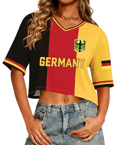 Soccer Cup 2026 Women’s Crop Top Jerseys - Brazil, Argentina, USA, V-Neck T-Shirt