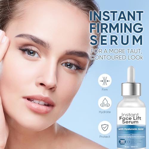 Instant Face Lift Serum, 2 Minute Temporary Skin Tightening Serum with Hyaluronic Acid, Visibly Lift & Firm Sagging Skin for Face & Neck, 1 Fl Oz (Pack of 1)