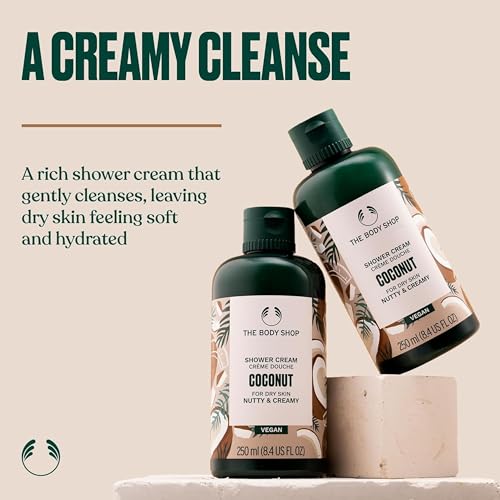 The Body Shop Coconut Shower Cream - Nutty and Creamy for Dry Skin - Vegan Body Wash, 8.4 Fl Oz