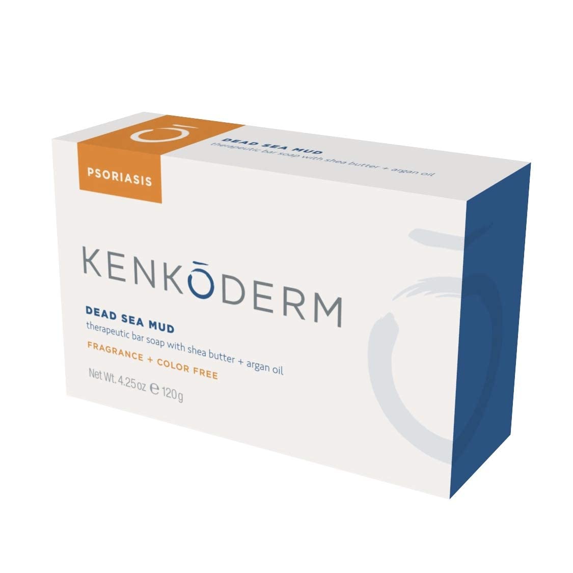 Kenkoderm Psoriasis Dead Sea Mud Soap with Argan Oil & Shea Butter, 4.25 oz, 1 Bar, Dermatologist Developed Skin Care for Soothing & Moisturizing Psoriasis Eczema & Rosacea, Fragrance & Color Free