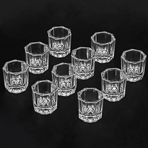 10 Pcs Glass Dappen Dish Cups Small Nail Bowl Monomer Dish Acrylic Liquid and Powder Holder Dapping Dish for Acrylic Nails