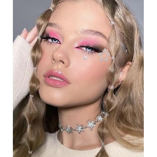 6PCS Self Adhesive Face Gems Stickers Face Glitter Rhinestone Face Jewels for Women Cute Face Hair Nail Body Gems for Valentine's Day Rave Makeup Accessories