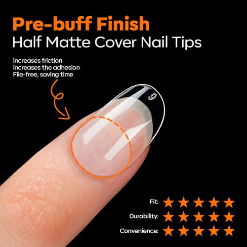 Modelones Short Oval Nail Tips, 216PCS Full Cover Gel Fake Nails