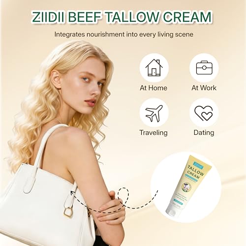 Beef Tallow for Skin, Whipped Grass Fed Beef Tallow Moisturizer, Organic Tallow Face Moisturizer Body Balm Cream, Natural Unscented Deep Nourishment for Dry Skin, 3.5oz
