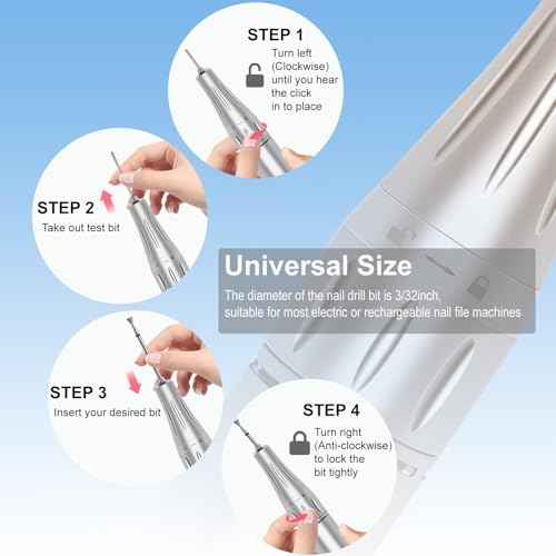 Cuticle Clean Nail Drill Bit, 3/32" Russian Diamond Nail File bits, Safety Carbide Under Nail Cleaner for Cuticle Dead Skin Nail Prepare, Overflow Gel Polishing (Medium)