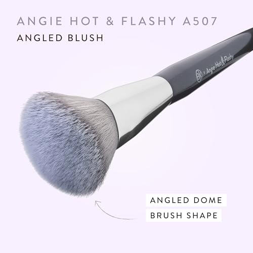 BK BEAUTY - ANGIE HOT & FLASHY A507 ANGLED BLUSH BRUSH ? For Blush, Bronzer & Contour, Fluffy Angled Brush for Seamless, Streak-Free Finish