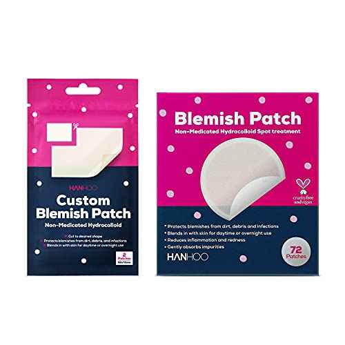 HANHOO Blemish and Custom Patch Duo, 74 Total Hydrocolloid Patches, Minimizes Surface Pimples, Covers Blemish Clusters, Invisible Acne Care, Cruelty-Free