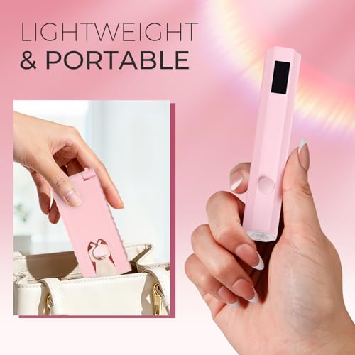 MLGiroa Pink UV Nail Lamp with Stand - Foldable Handheld Flash Cure 20s/60s