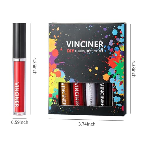 Matte Liquid Lipstick Sets - 5pcs Halloween Lip Gloss Makeup Supplies to Make Your Own Lip Gloss Shades, DIY Makeup Lip Stain for Halloween Masquerade Party Stage Daily Use Make Up