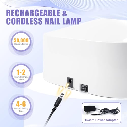 NXJ INFILILA Cordless UV Nail Lamp for Gel Polish, Faster UV LED Nail Lamp with 4 Timers, Touch Control Display, Auto Sensor for Professional Salon & Home