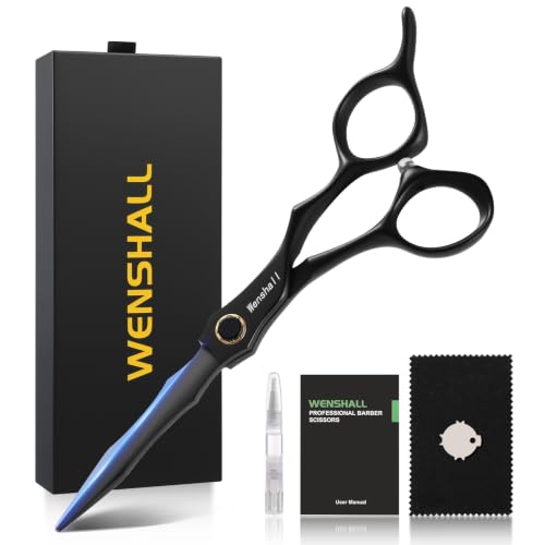 Wenshall Black 6 Inch Professional Hair Cutting Scissors - Japanese 440C Steel, Sharp Salon Shears for Hairdresser & Home Use