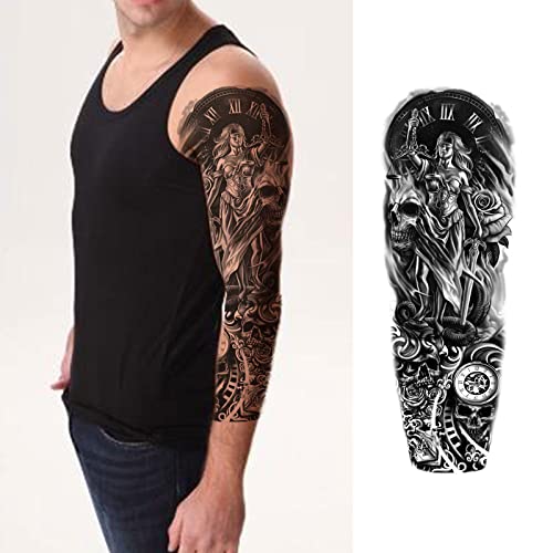 19-Piece Temporary Tattoo Stickers Wolf Scorpion Full Arm
