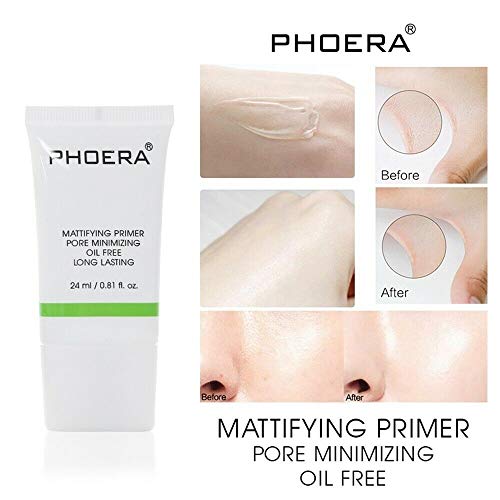 Phoera Face Primer - Matte Finish, Oil Control, Full Coverage Makeup Base, Pores & Wrinkle Filler, Long Lasting, 24ml