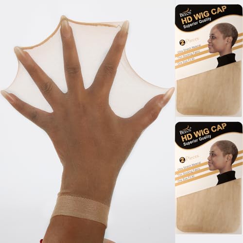 BEEOS Skinlike HD Wig Cap - 4 Pieces Invisible Breathable Stretchy Stocking Caps