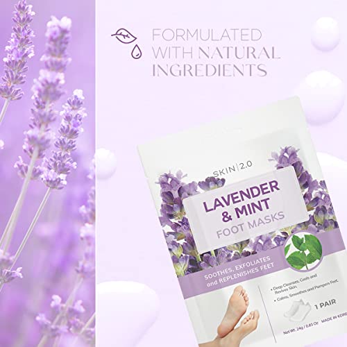 Skin 2.0 Lavender & Mint Foot Masks - Hydrating & Soothing Relief