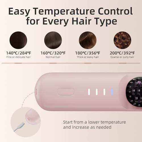 Cordless Hair Straightener Brush with Ionic Technology