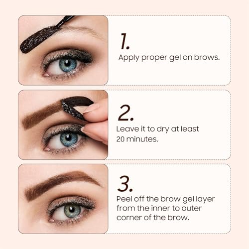 Eyebrow Gel Peel Off - Waterproof Brow Tattoo with Stencils