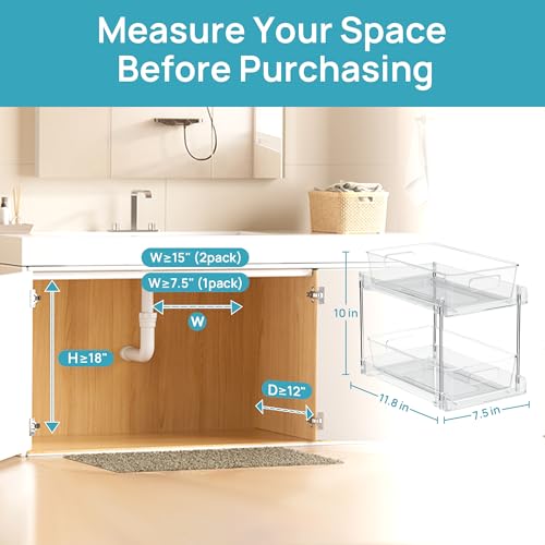 Vtopmart 4-Pack Under Sink Organizer, 2-Tier Pull-Out Cabinet Storage