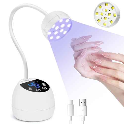 CGBE UV LED Nail Lamp, 36W Mini Cordless Flash Cure Lamp, USB Rechargeable Goosenecks LED Nail Light for Gel Nails with 4 Timers & Auto Sensor for Salon Home DIY Use, White