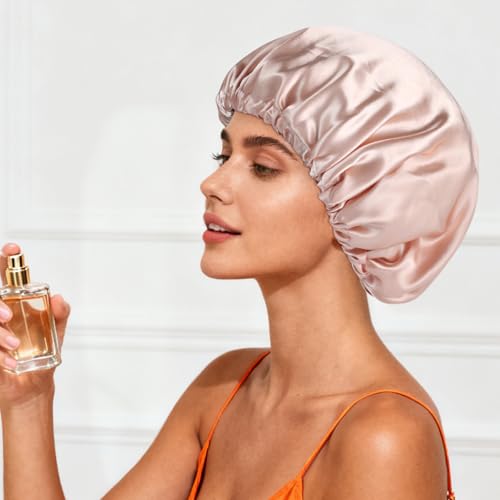Satin Bonnet Double Layer Silk Sleeping Cap for Natural Curly Hair
