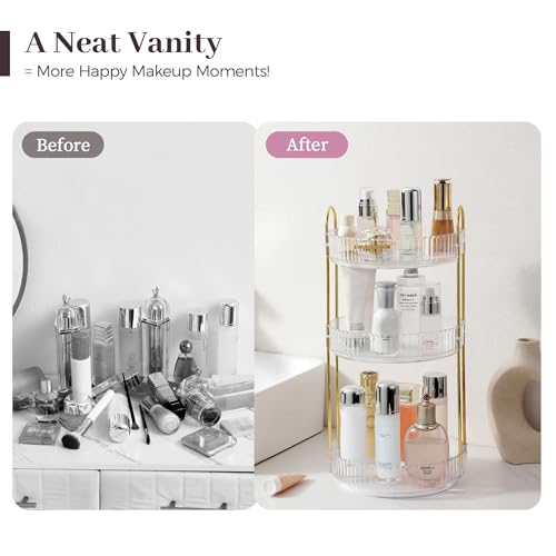 Aveniee 3-Tier 360° Rotating Makeup Organizer, White