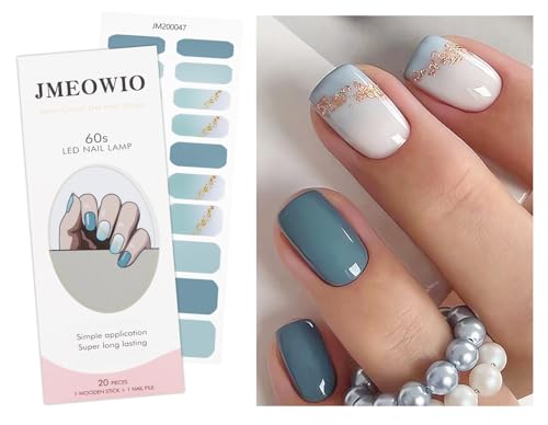 JMEOWIO Semi Cured Gel Nail Strips - 20 Polish Wraps for Easy DIY Art