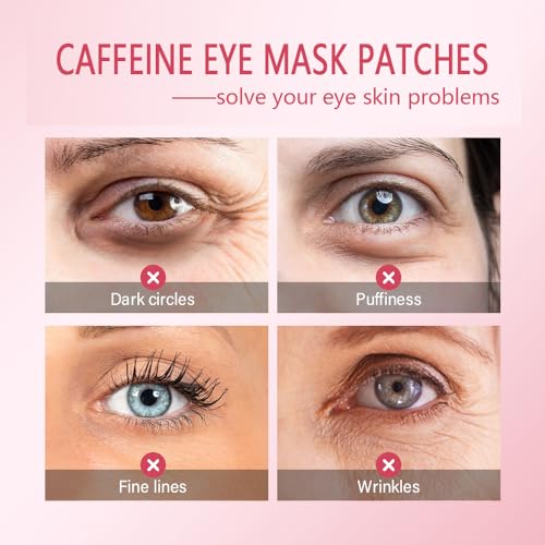 Fovcos Professional Caffeine Eye Masks, Under Eye Patches for Puffy Eyes, Eye Masks for Dark Circle, Wrinkles and Fine Lines, Rejuvenating and Refreshing Eye Masks with Caffeine