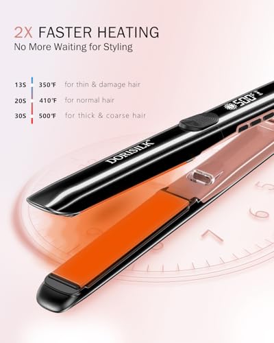 DORISILK 500°F Ceramic Flat Iron - 2-in-1 Hair Straightener & Curler