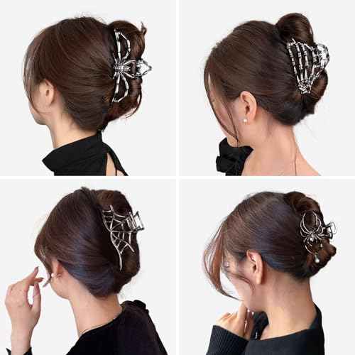 4 Pcs Metal Spider Hair Claw Clips for Women, Goth Hair Accessories, Halloween Gifts for Women
