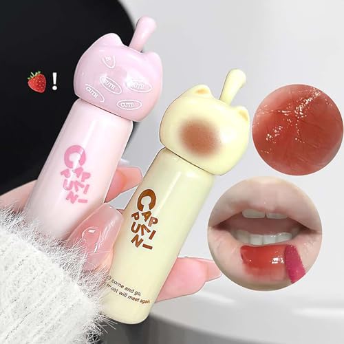 4-Pack Cute Cat Jelly Lip Gloss - Korean Lip Tint, Long Lasting