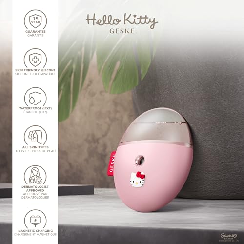 GESKE & Hello Kitty SmartAppGuided¢â Facial Hydration Refresher | 4 in 1 | Water Atomizer | Moisturizing Spray Machine | Face Mister | Humidifier for Natural Glow | Reduce Redness & Dry Skin