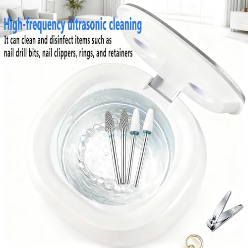 Rechargeable Nail Tool Cleaning and Sterilizer Machine, Nail Tool with High-Frequency Vibration and Blue Light 3 Timers Mode for Nail Drill Bits with Cleaning Tablets, Nail Art Brush, Nail Clipper