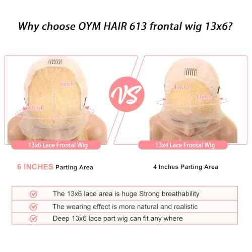 OYM Highlight Lace Front Wig Human Hair Body Wave Ombre Honey Blonde 13x6 HD Lace Frontal For Women Ombre Lace Front Human Hair Wigs 180% Density Colored 20 Inch Highlight Lace Wigs