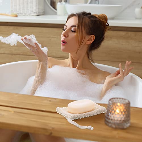 Rtteri 240 Pcs Soap Exfoliating Bag, Natural Sisal Soap Pouch Saver Body Shower Bar Mesh Body Net with Drawstring for Foaming and Drying