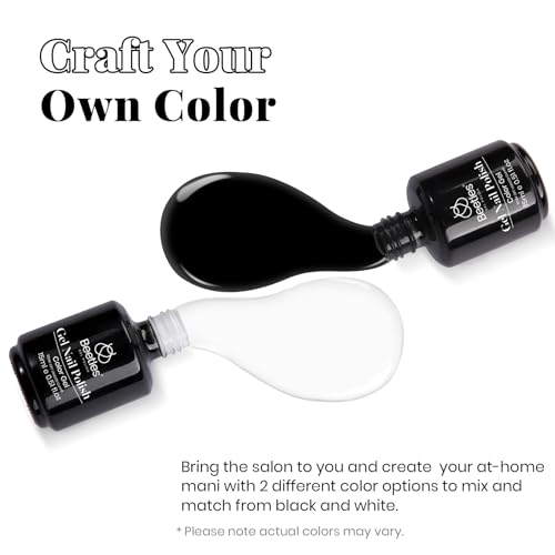 Beetles Gel Nail Polish Kit- 2 Pcs 15ml Black And White Gel Polish Black Gel Nail Polish Black Nail Polish Soak Off Led Gel Polish Nail Art Manicure Salon Diy at Home