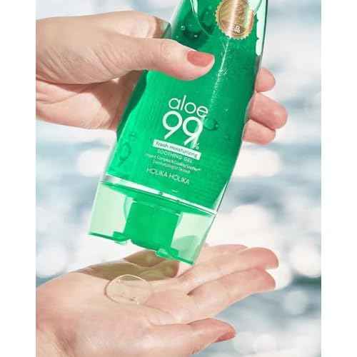 HOLIKA HOLIKA Aloe 99% Soothing Gel Fresh Moisturizing, 8.5 Ounce, 250ml 2 Pack - No Sticky 99% Aloe Vera Sunburn Relief - Moisturizing, Fast Absorbing for Face, Skin, Body&Hair