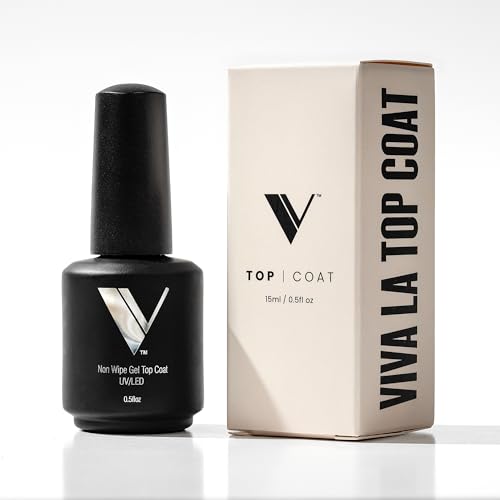 V Beauty Pure No Wipe Gel Top Coat - High Gloss UV LED Clear Polish, 15ml