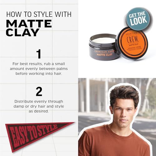 AMERICAN CREW Men's Hair Matte Clay,Like Hair Gel with Medium/High Hold,3 oz,(Pack of 2)