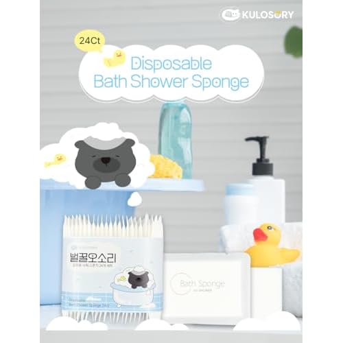 Disposable Bath Sponge White 24Pack / Easy to Carry Anytime, Anywhere/Travel, Camping, Clean Shower Supplies