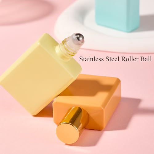Qeuly 15ml Glass Roller Bottles Set for Essential Oils – Leak-Proof Travel Roll-On