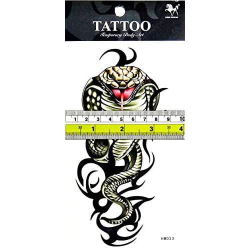 PARITA Tattoos Green Fanged Cobra Snake Serpent Cartoon Tattoo Sexy Body Arm Chest Shoulder Art Waterproof Removable for Women Men Teens Kids (1 Sheet.) (11)